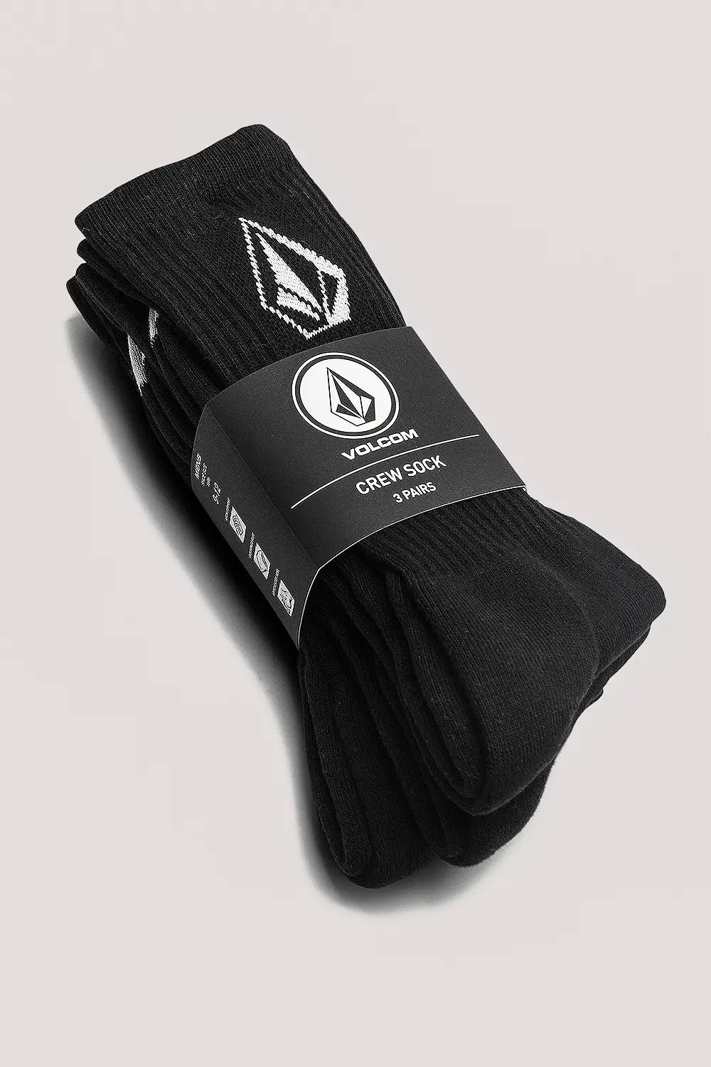 VOLCOM FULL STONE SOCKS 3PK MEN'S BLACK Size 9-12