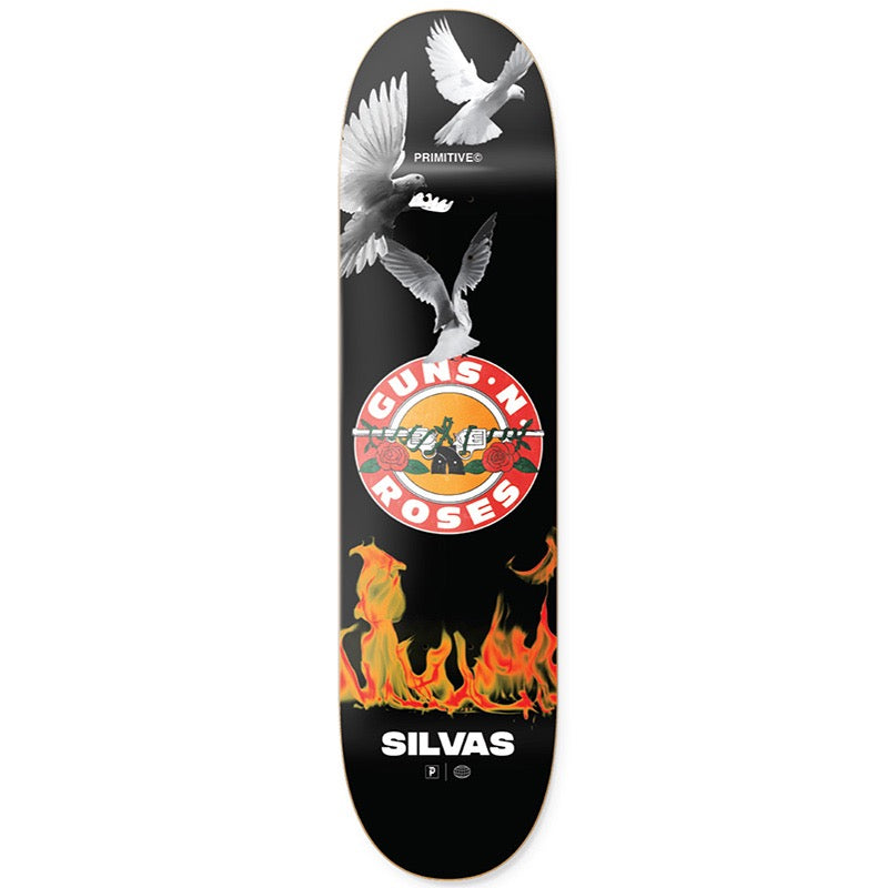 PRIMITIVE X Guns N Roses SILVAS NEXT DOOR SKATEBOARD DECK BLACK 8.38