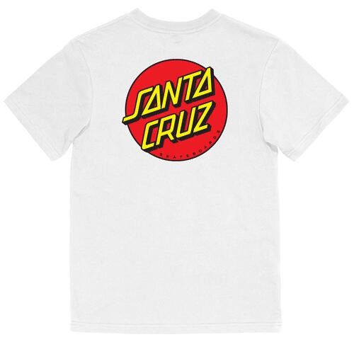Santa Cruz Youth Classic Dot Chest Tee White