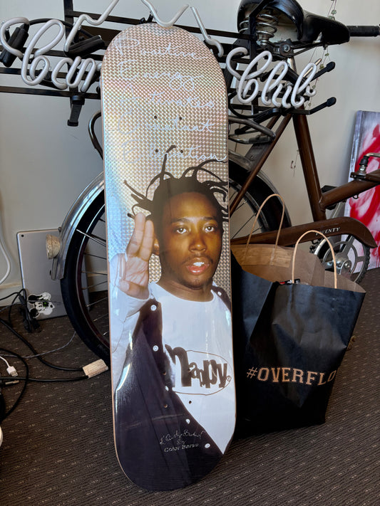 Color Bars x OL' DIRTY BASTARD P.E.A.C.E. SKATEBOARD 8.25" Rare! Silver Edition