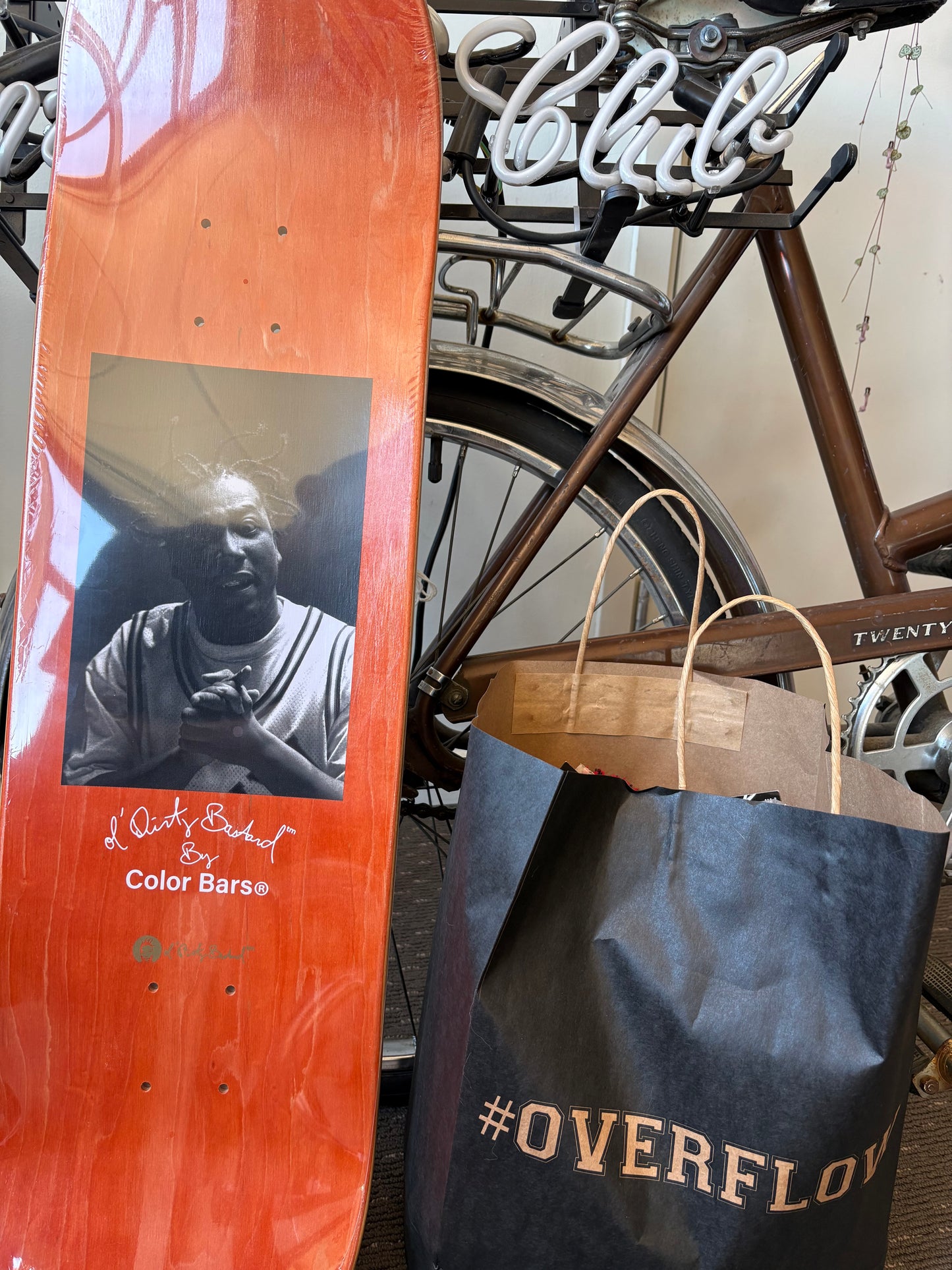 Color Bars x OL' DIRTY BASTARD P.E.A.C.E. SKATEBOARD 8.25" Rare! Silver Edition