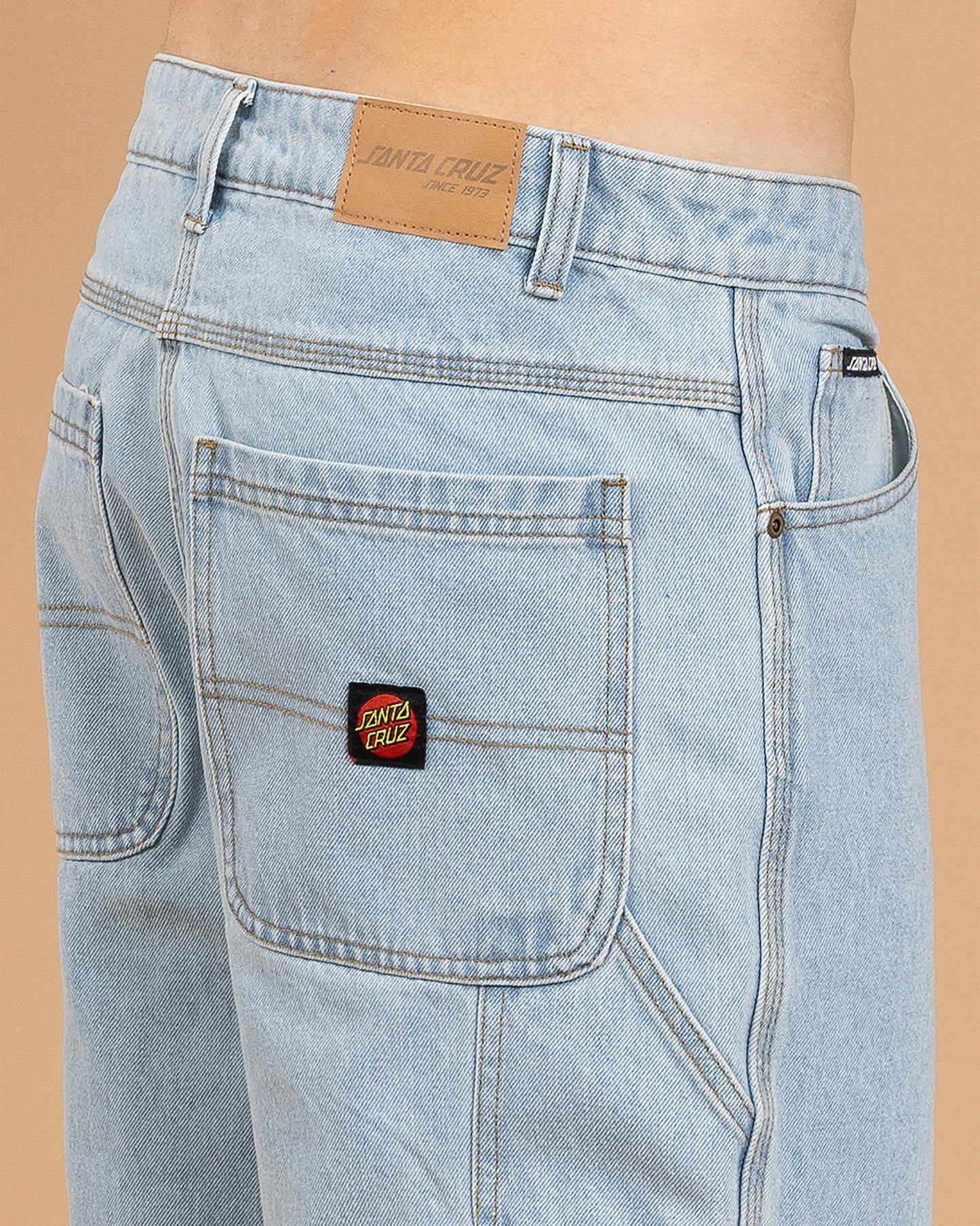 Santa Cruz Classic Dot Carpenter Jean Shorts Mens Light Indigo
