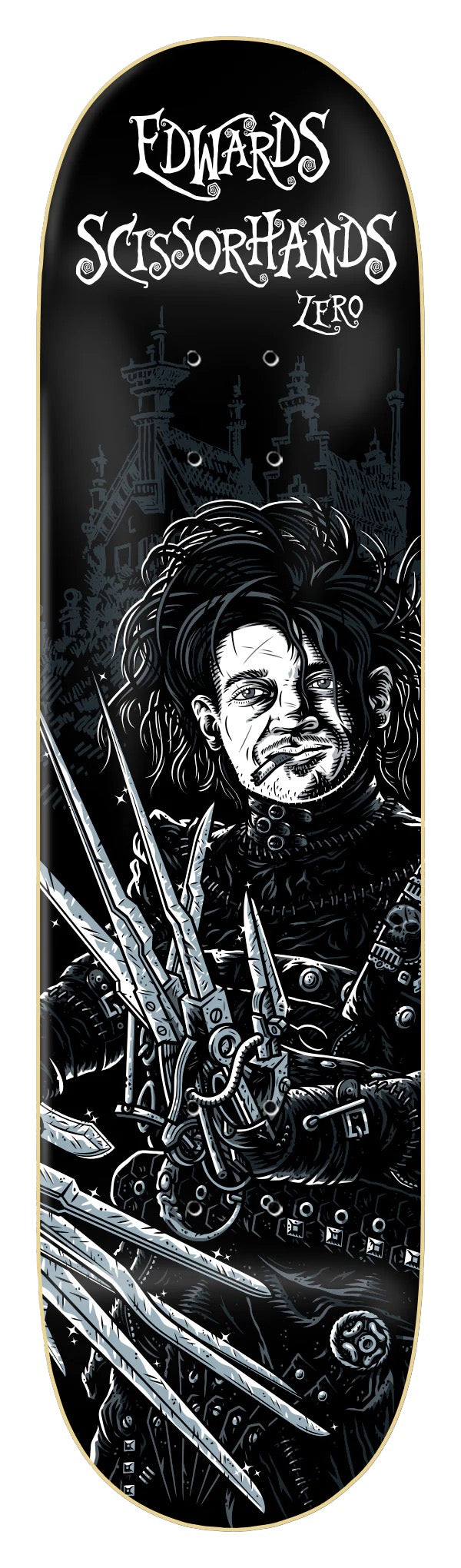 ZERO SKATEBOARD DECK EDWARDS SCISSORHANDS FOREST EDWARDS 8.5"