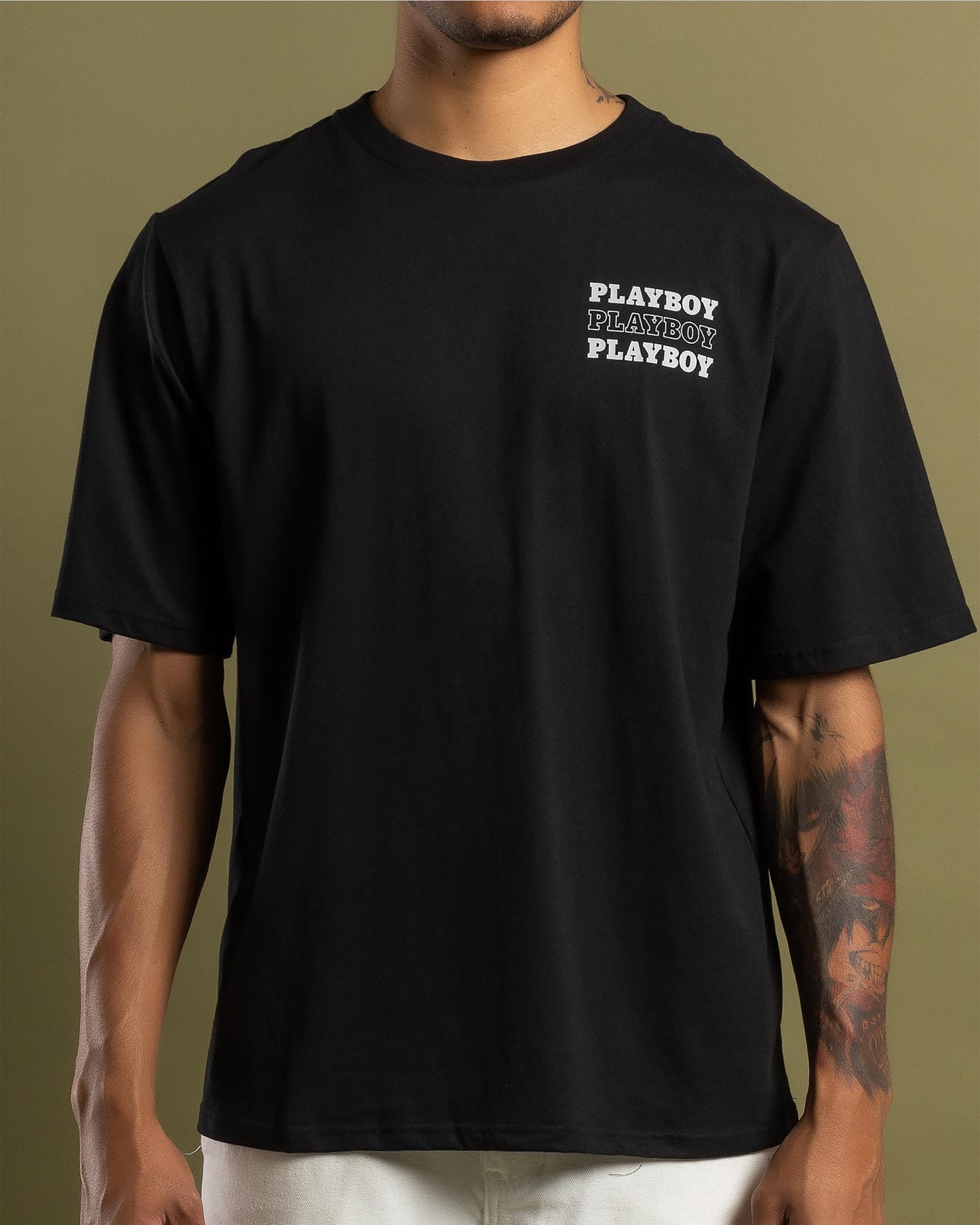 Playboy Bunny Stack Original fit S/S T-Shirt Black