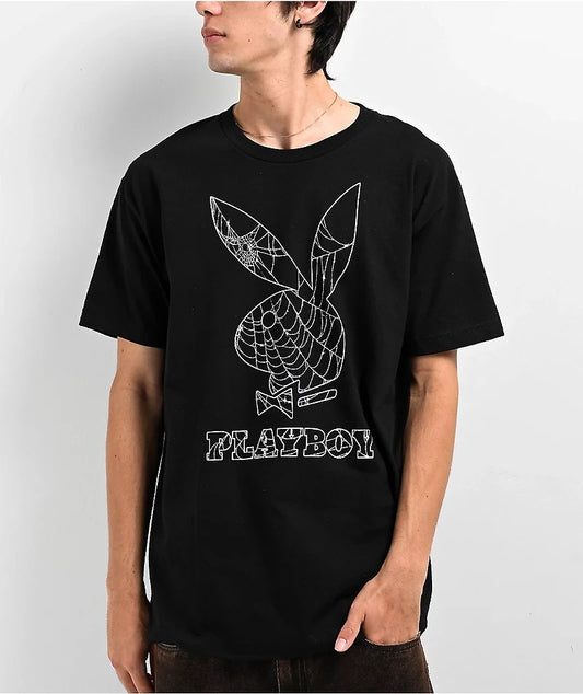 Playboy Color Bars x Playboy Spider Web Black T-Shirt