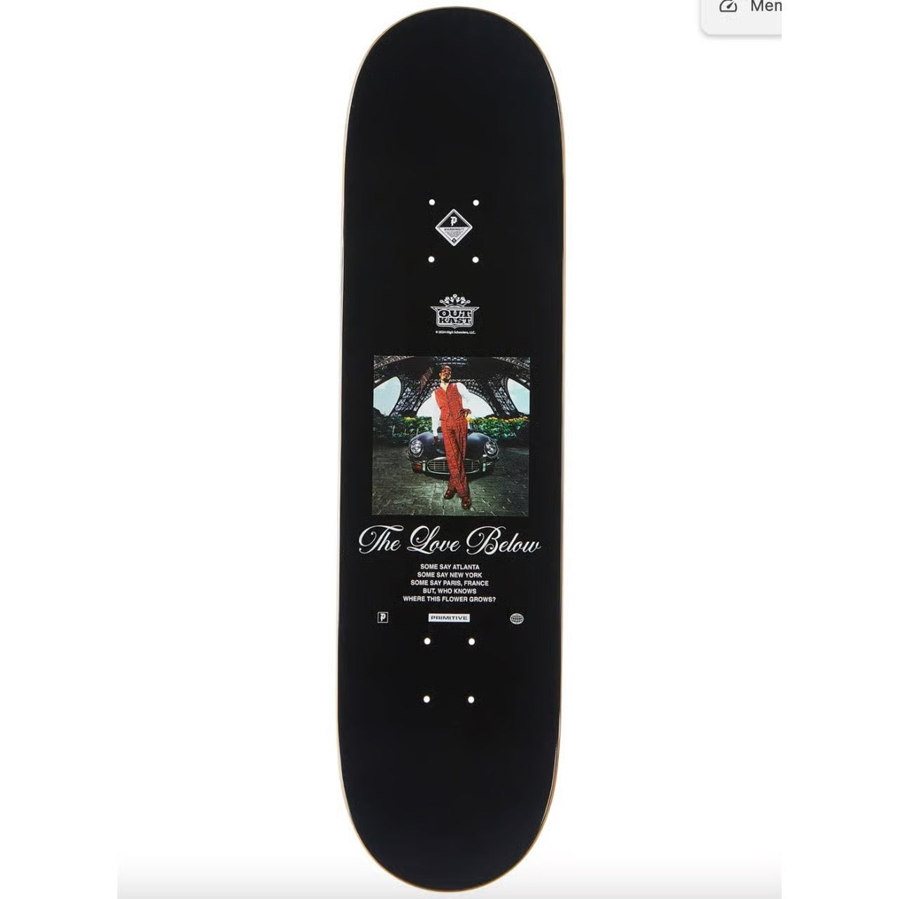 Primitive X Outkast Paul Rodriguez Regal Skateboard Deck 8.25" X 31.85"