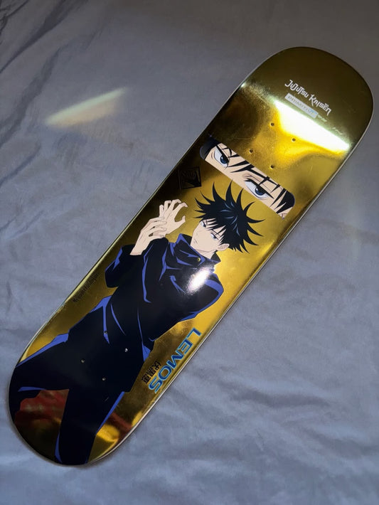 Primitive x Jujutsu Kaisen Megumi Fushiguro Lemos Gold Skateboard Deck 8.38
