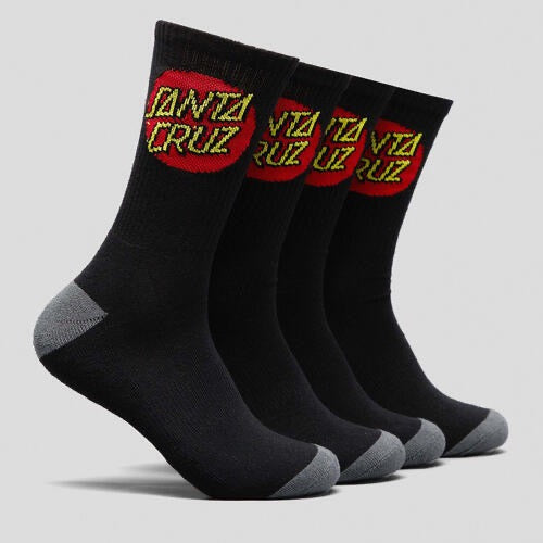 Santa Cruz Classic Dot Youth Crew Socks 4 Pack Black
