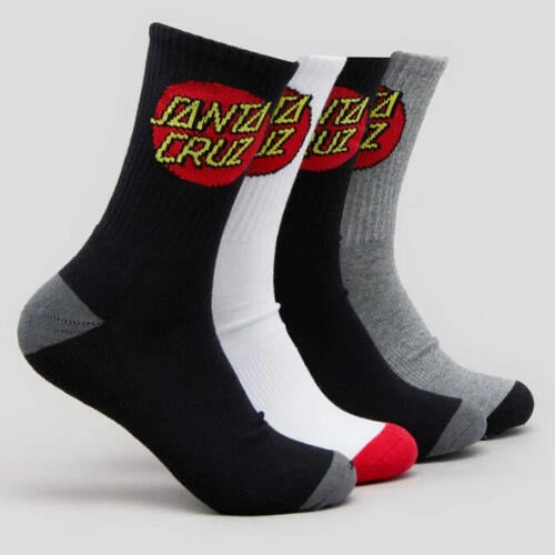 Santa Cruz Classic Dot Youth Crew Socks 4 Pack Multi