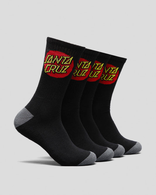 Santa Cruz Classic Dot MENS Size 7-11 Crew Socks 4 Pack Black