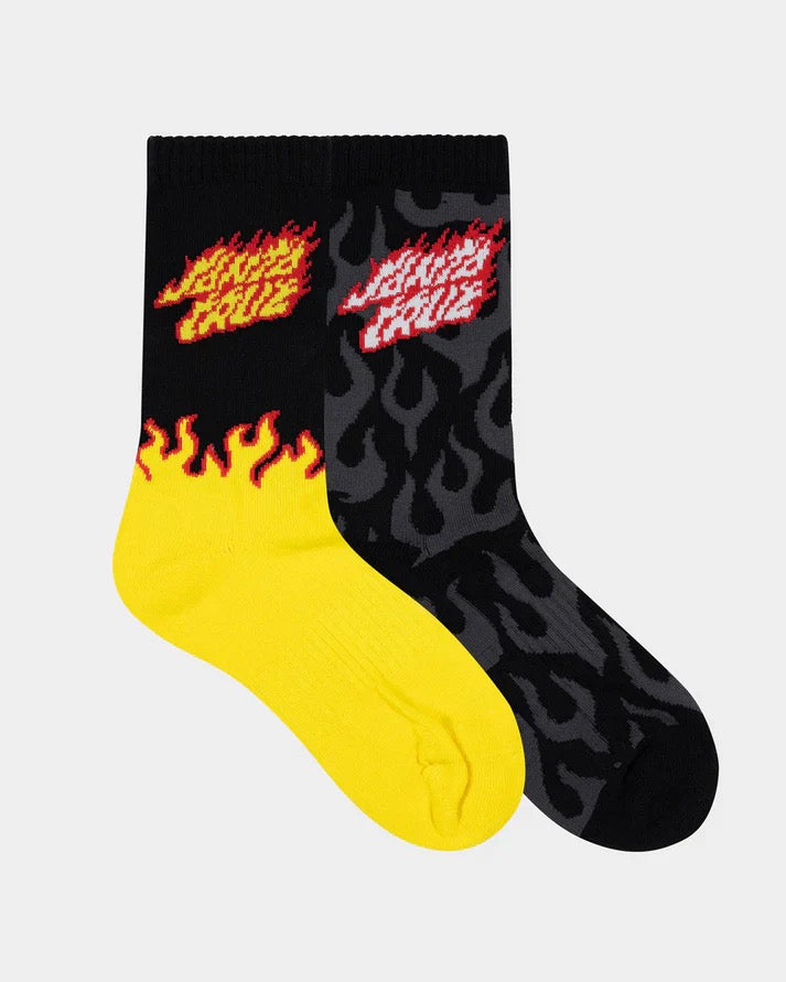 Santa Cruz Flaming Stack Youth Crew Socks 2 Pack