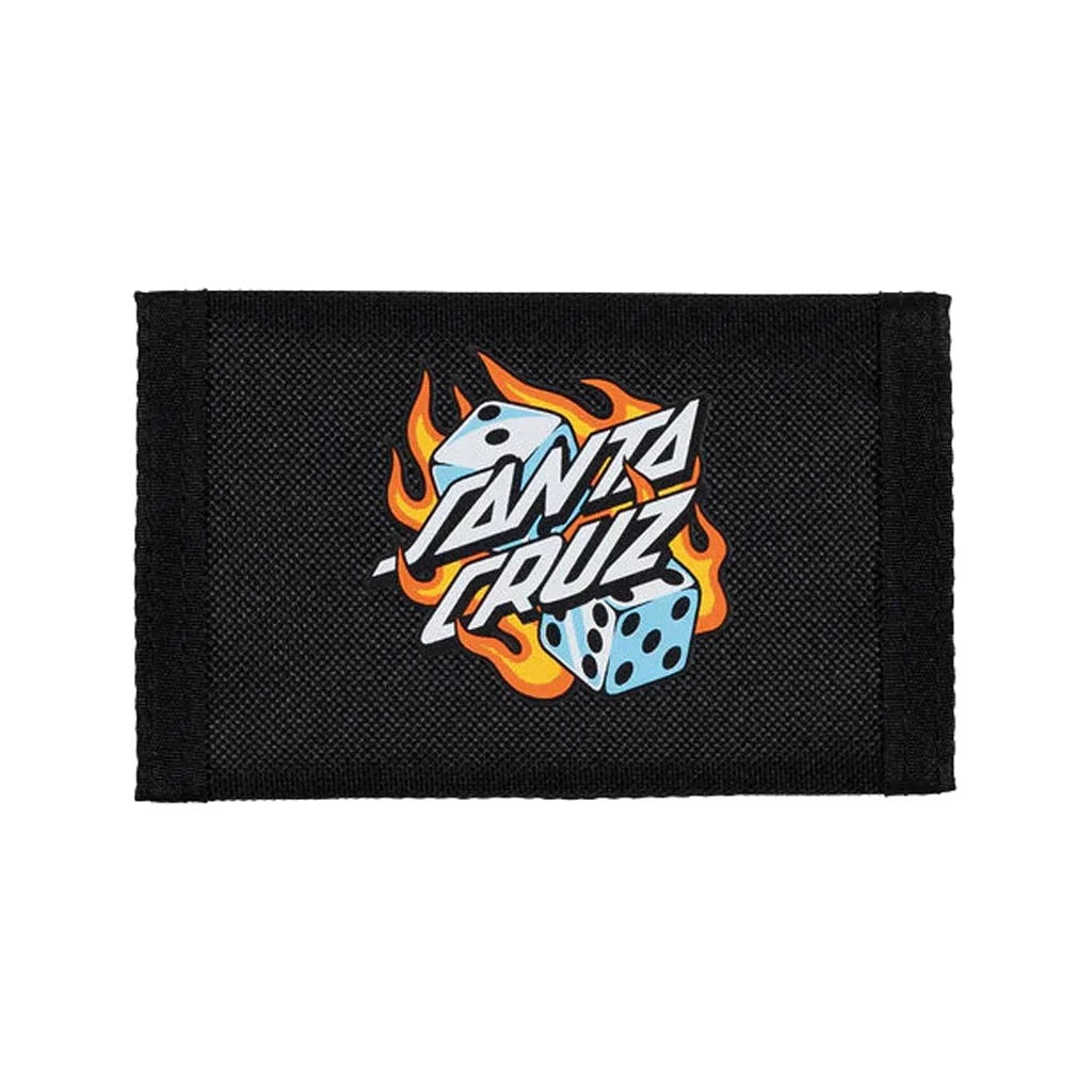 Santa Cruz Flaming Dice Dot Velcro Wallet Black