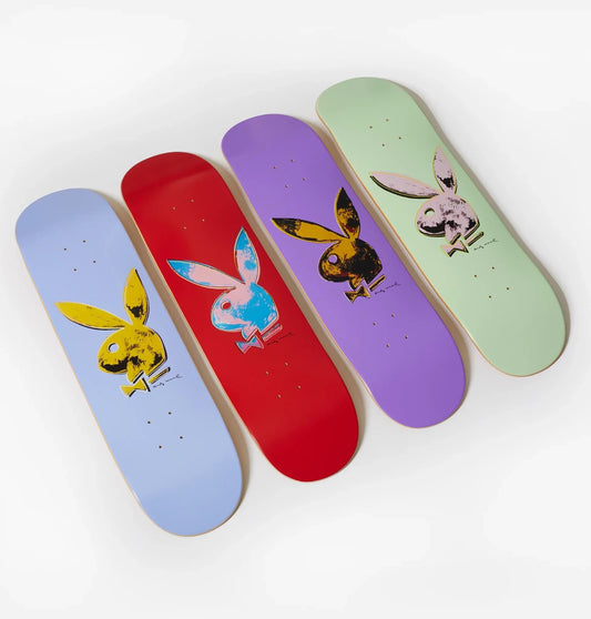 Color Bars x Playboy Andy Warhol bunny Skateboard Set 8.25" rare!