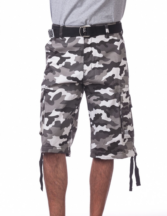 Pro Club Twill Cargo Short With Belt Men's Camo
