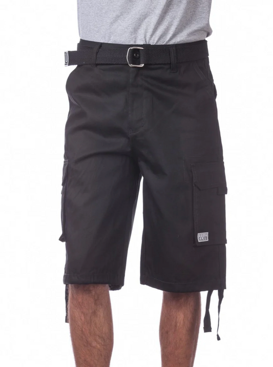 Pro Club Twill Cargo Short With Belt Men's Black
